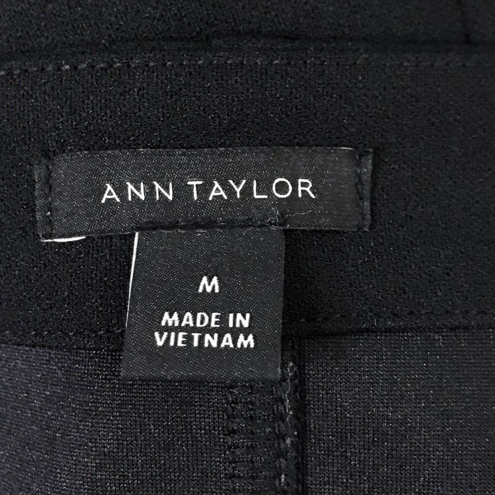 Ann Taylor Pleated Square Neck Blouse Top Black M - Picture 6 of 8